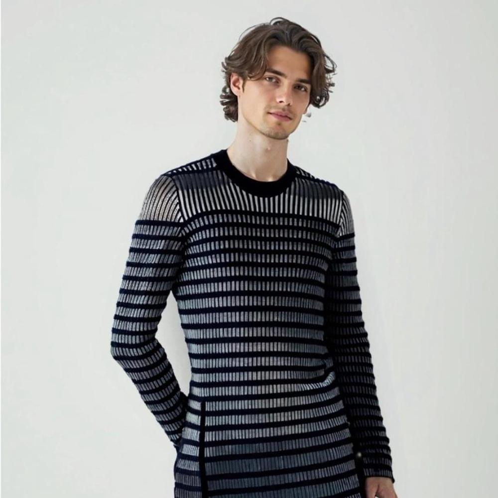 Alexander McQueen FW19 Ribbed Sheer Knit Sweater — Style 572923 RNK43